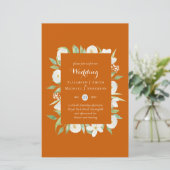 オレンジブラウンマグノリア予算の結婚式の招待A9 (スタンド正面)