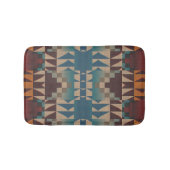 オレンジブラウンレッドティール(緑がかった色)ブルートライバルモザイクパターン バスマット (正面)