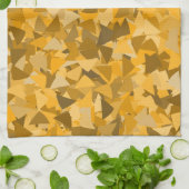 オレンジブラウン三角模様 キッチンタオル (折り畳み)