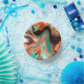 オレンジブラウン抽象芸術アートバースデーパーティー大理石 ペーパーボウル (パーティー)