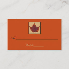 オレンジブラウン秋ストライプのの葉座席表 プレイスカード