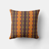 オレンジブラウン緑の幾何学的アートデザイン クッション (裏面)