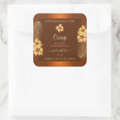 オレンジブラウン製品ラベルイエローハワイアン花 スクエアシール (バッグ)