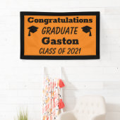 オレンジブラックおめでとうございます卒業式 横断幕 (インサイチュ)