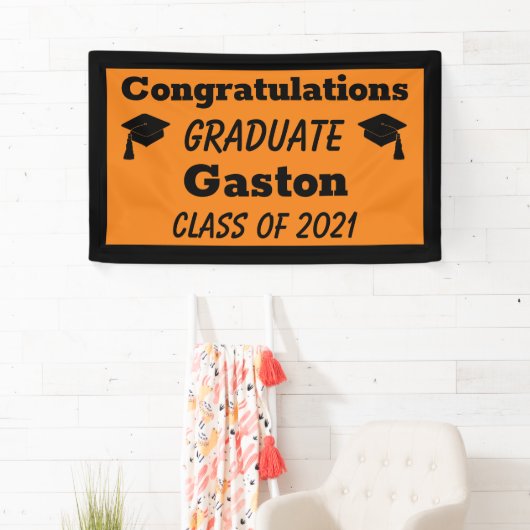 オレンジブラックおめでとうございます卒業式 横断幕 (インサイチュ)