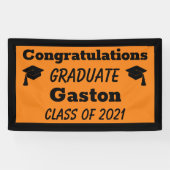 オレンジブラックおめでとうございます卒業式 横断幕 (横)