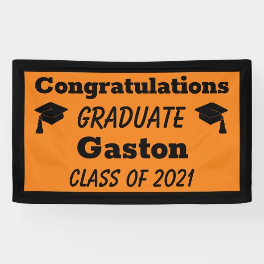 オレンジブラックおめでとうございます卒業式 横断幕 (横)