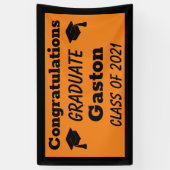 オレンジブラックおめでとうございます卒業式 横断幕 (縦)