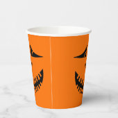 オレンジブラックおもしろいカボチャ顔ハロウィーン 紙コップ (左)