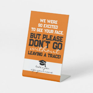 オレンジブラックかわいいゲストブック詩卒業表 台座サイン