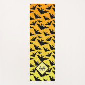 オレンジブラックこうもりハロウィーンパターンモノグラム ヨガマット (正面)