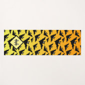 オレンジブラックこうもりハロウィーンパターンモノグラム ヨガマット (正面(横))