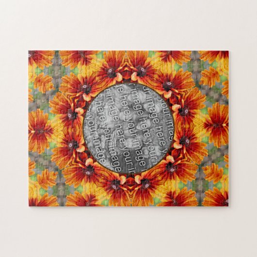 オレンジブラックアイドスーザンデイジーあなたの写真を追加 ジグソーパズル (横)