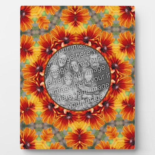 オレンジブラックアイドスーザンデイジーあなたの写真を追加 フォトプラーク (正面)