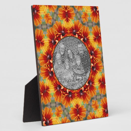 オレンジブラックアイドスーザンデイジーあなたの写真を追加 フォトプラーク (側面)