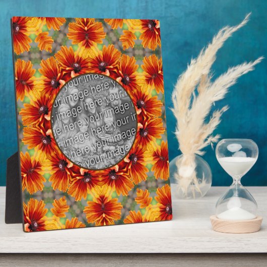 オレンジブラックアイドスーザンデイジーあなたの写真を追加 フォトプラーク (側面)