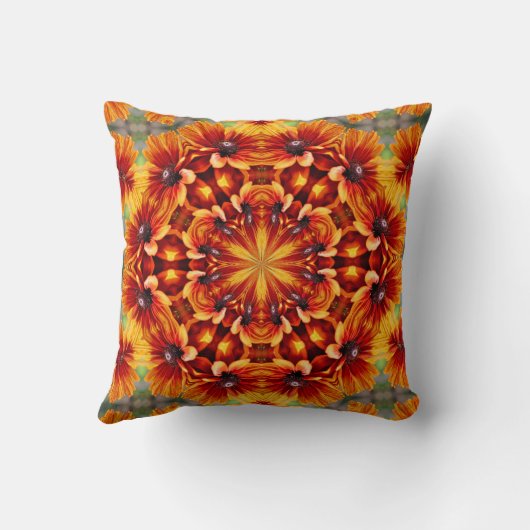 オレンジブラックアイドスーザンデイジー抽象芸術 クッション (裏面)