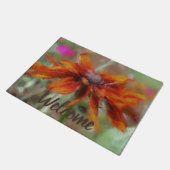 オレンジブラックアイドスーザンフラワーアートウェルカム ドアマット (アングル)