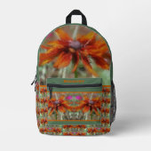 オレンジブラックアイドスーザンフラワーアートパーソナライズされた プリントバックパック (正面)