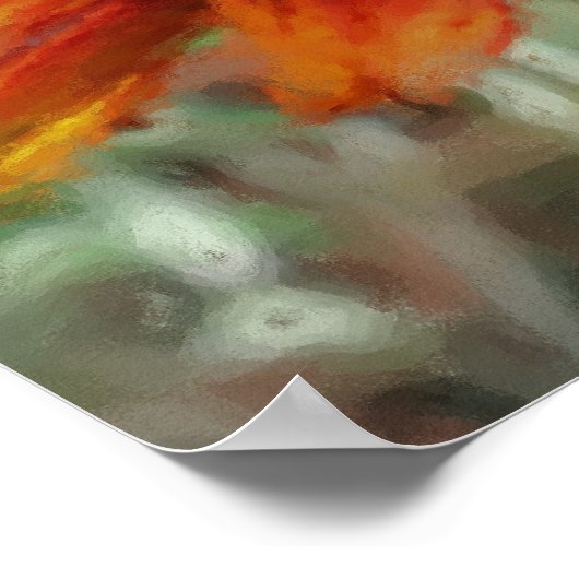 オレンジブラックアイドスーザンフラワーアート ポスター (角)