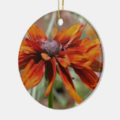オレンジブラックアイドスーザンフラワーオーナメント セラミックオーナメント (左)
