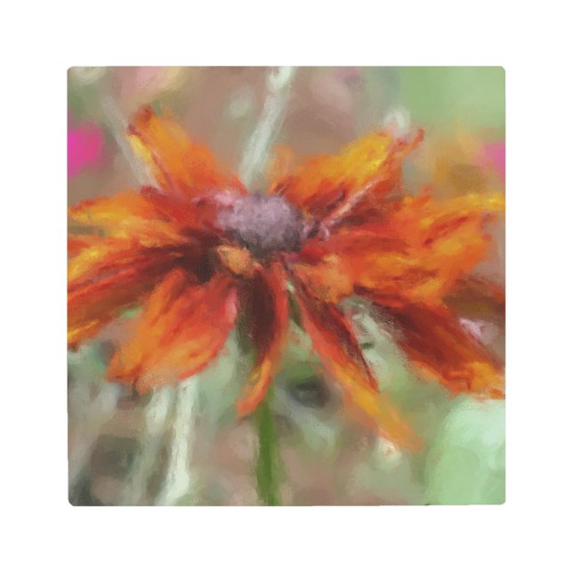 オレンジブラックアイドスーザン メタルプリント (正面)