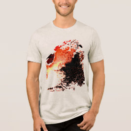 オレンジブラックイエローエアブラシ絵を描スプラッシュデザイン トライブレンドＴシャツ