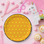 オレンジブラックイエロー水玉模様 ペーパープレート (パーティー)