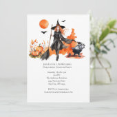 オレンジブラックウィッチハロウィーンの衣装パーティー 招待状 (スタンド正面)