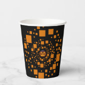 オレンジブラックエビルパンプキンフロートスクウェアハロウィン 紙コップ (裏面)