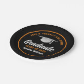 オレンジブラックカスタム卒業2025年度卒業パーティー ペーパープレート (アングル)