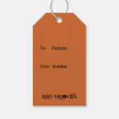 オレンジブラックカボチャ幽霊ハッピーハローウィン ギフトタグ (裏面)