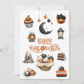 オレンジブラックカボチャ幽霊ハッピーハローウィン シーズンカード (正面)