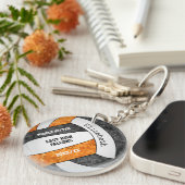 オレンジブラックガーリースポーツカスタムバレーボール キーホルダー (正面右)