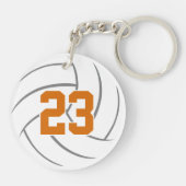 オレンジブラックガーリースポーツカスタムバレーボール キーホルダー (裏面)