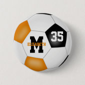 オレンジブラックガールズボーイズサッカーチームカラー 缶バッジ (正面)