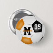 オレンジブラックガールズボーイズサッカーチームカラー 缶バッジ (正面&裏面)