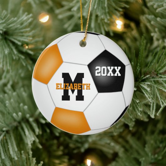 オレンジブラックガールズボーイズチームカラー セラミックオーナメント (ツリー)