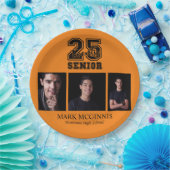 オレンジブラッククラス2025卒業写真 ペーパープレート (パーティー)