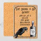 オレンジブラッククロウレイヴンハロウィーン 招待状 (正面/裏面)