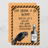 オレンジブラッククロウレイヴンハロウィーン 招待状 (正面/裏面)