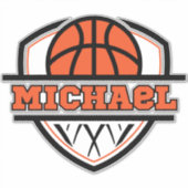 オレンジブラッククールバスケットボールスポーツ シール (正面)