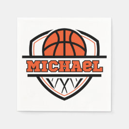 オレンジブラッククールバスケットボールスポーツ スタンダードカクテルナプキン