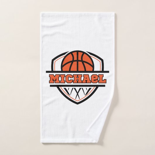 オレンジブラッククールバスケットボールスポーツ ハンドタオル (ハンドタオル)