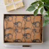 オレンジブラッククールパターンスカルハローウィンパーティ 薄葉紙 (ギフト)