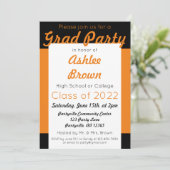 オレンジブラックグラードパーティーはっきりした卒業 招待状 (スタンド正面)