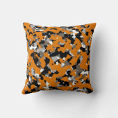 オレンジブラックグレータンカモフラージュ迷彩柄プリント クッション (裏面)