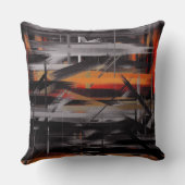 オレンジブラックグレー絵画抽象芸術 クッション (裏面)