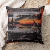 オレンジブラックグレー絵画抽象芸術 クッション (ブランケット)