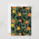 オレンジブラックゴシック牡丹結婚バラ救の日付 招待状 (裏面)